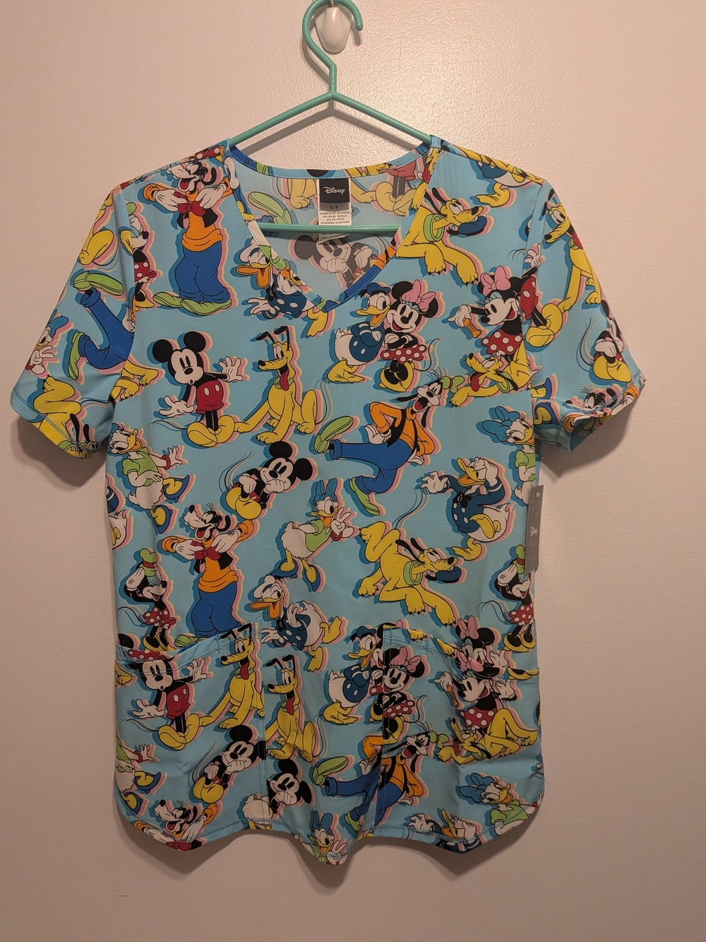 Disney Men’s Light Blue Mickey & Friends Allover Print Tee